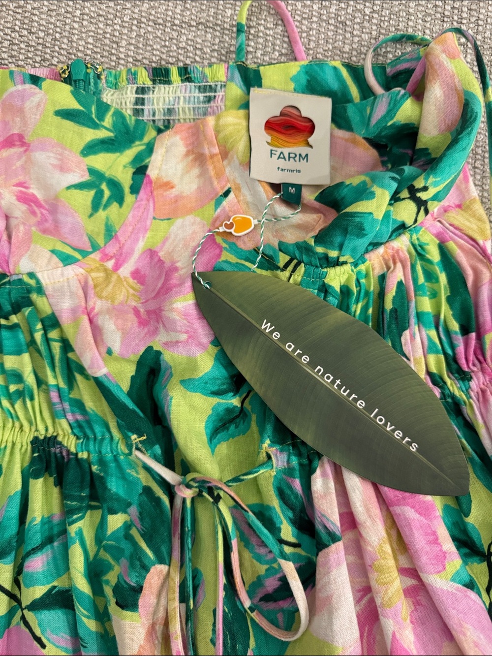 FARM Rio Green Midi Dress with Pink Floral Print - Picture 2 of 6